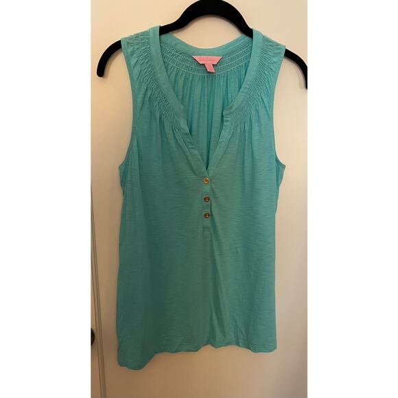 Lilly Pulitzer GUC Essie Top Turquoise Size M - Picture 1 of 5